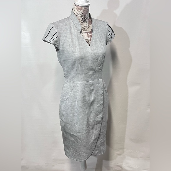 🛍️ANTONIO MELANI Light‎ khaki cap sleeve sheath dress size 4. - Picture 8 of 13